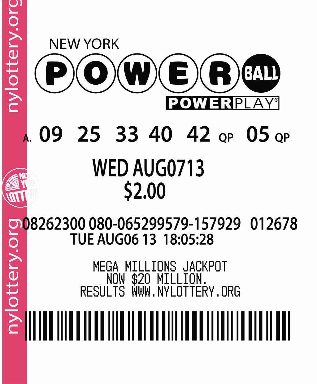 New York Powerball Lotto Ticket