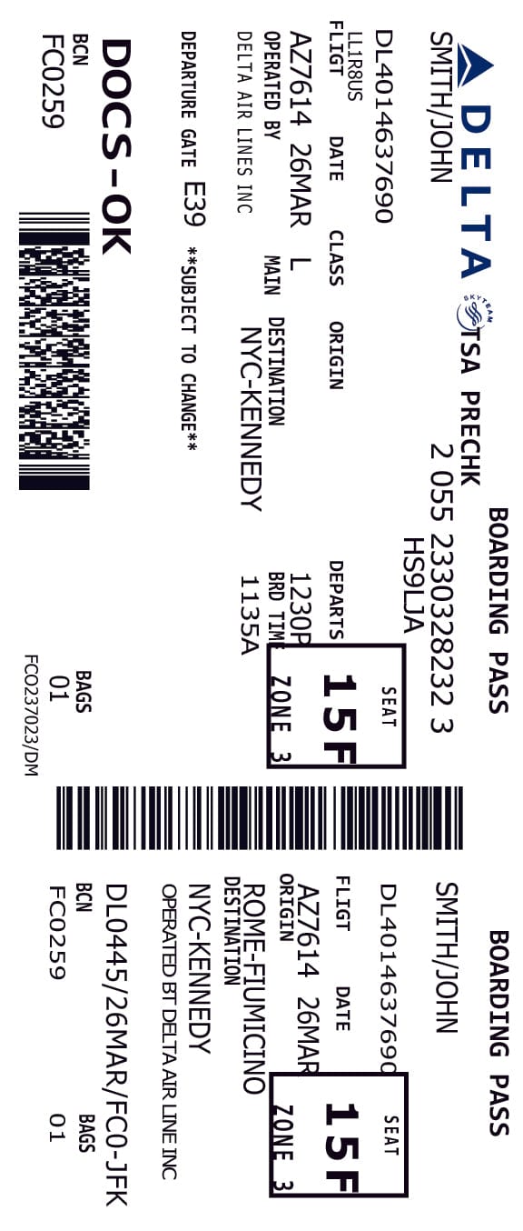 delta plane ticket template
